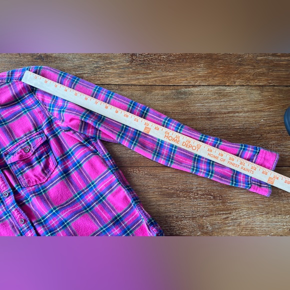 Abercrombie & Fitch Women’s Pink Plaid Flannel Long Sleeve Button Down Shirt S - Picture 10 of 12